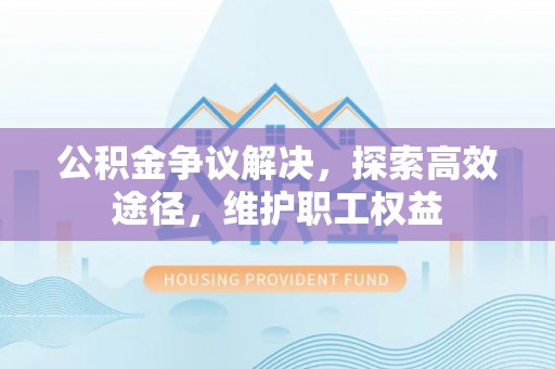 泰安公积金争议解决，探索高效途径，维护职工权益